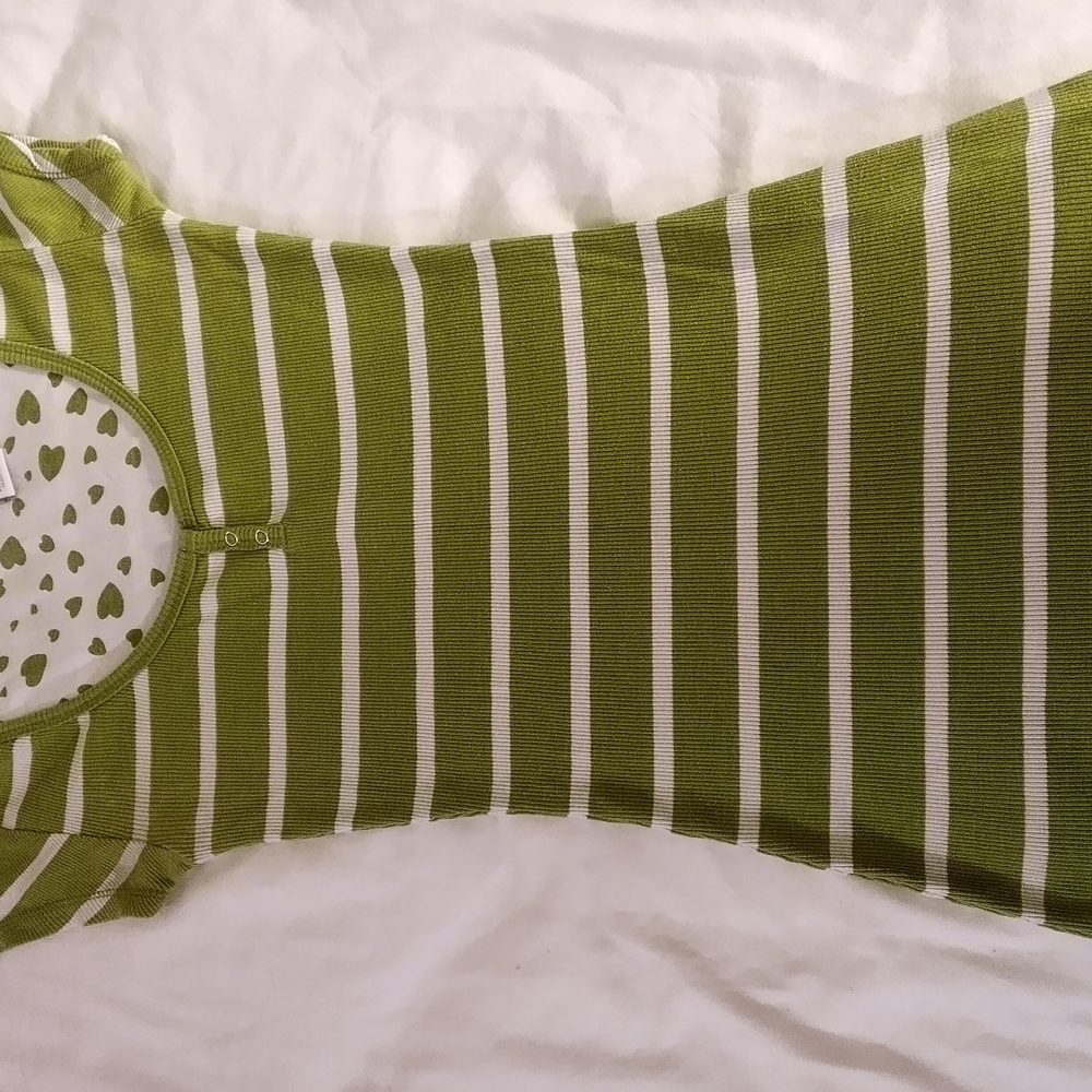 Green and White Striped Top